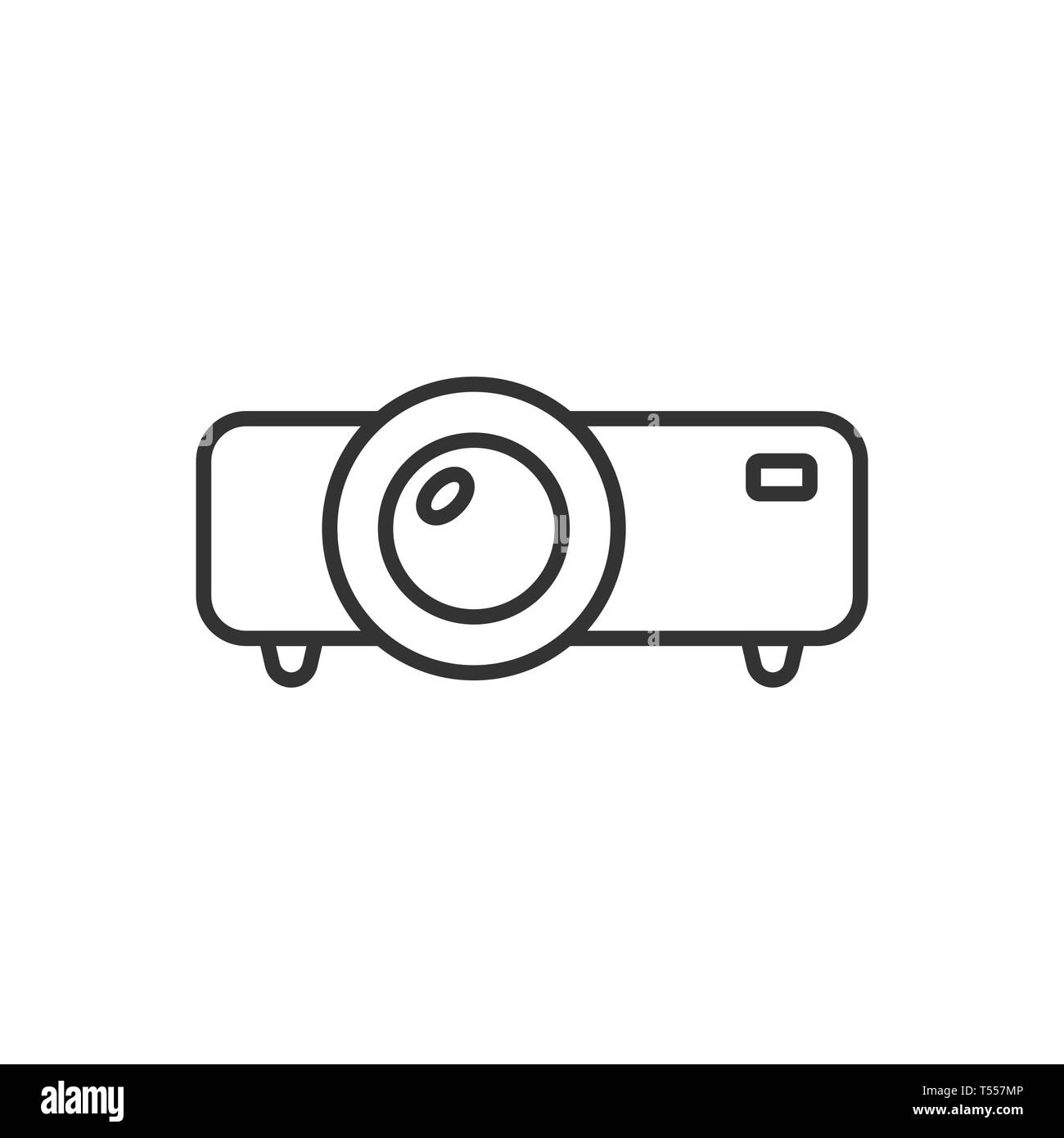 Video projector sign icon in flat style. Cinema presentation device ...