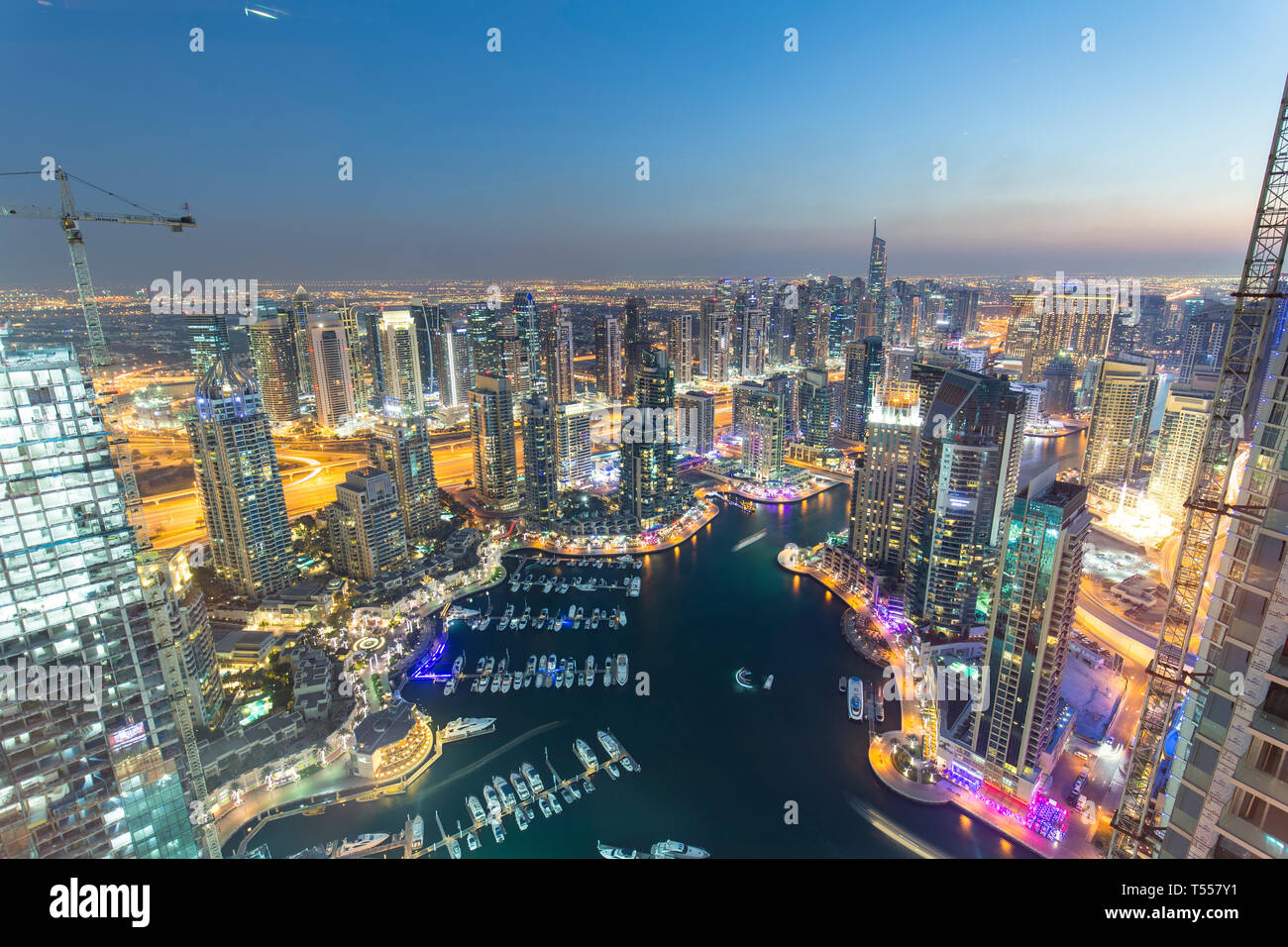 UAE, Dubai, Dubai Marina, Aerial View Stock Photo