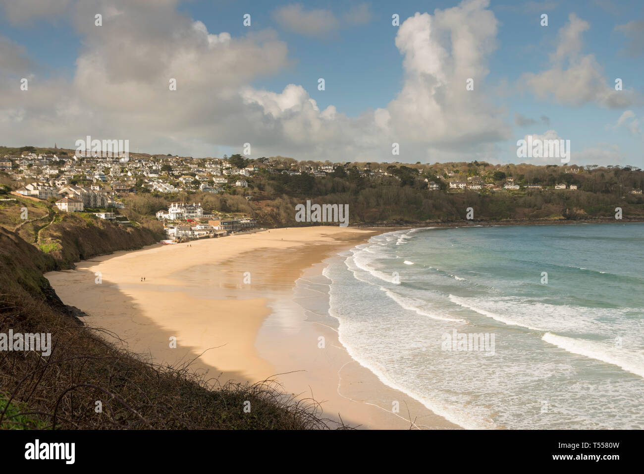 View from the coast path of Carbis Bay, North Cornwall, UK Stock Photo