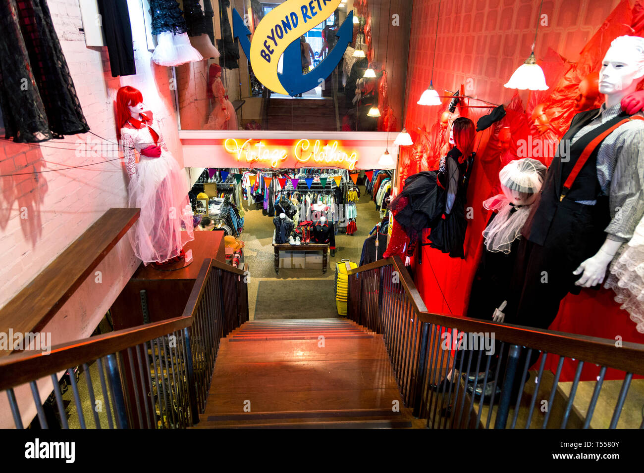 Interior of Beyond Retro vintage clothing shop, London, UK Stock Photo