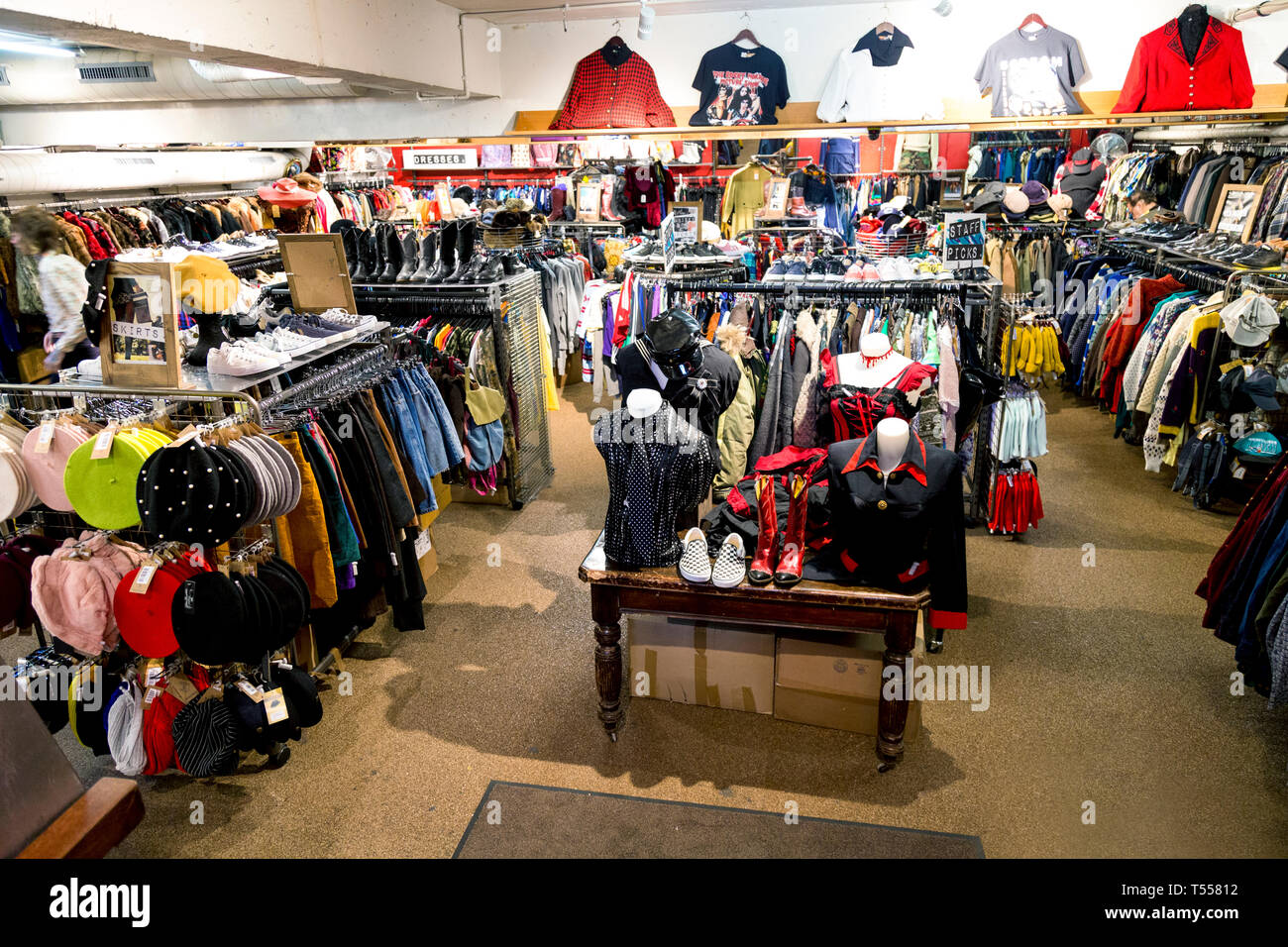 Interior of Beyond Retro shop, Great Marlborough St, Soho, London, UK Stock Photo