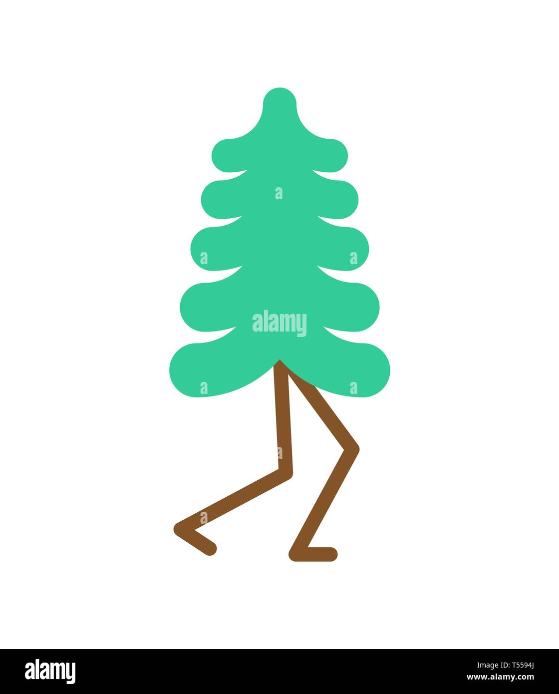Tree with Legs Set Cartoon Style. Vector Illustration Stock Vector