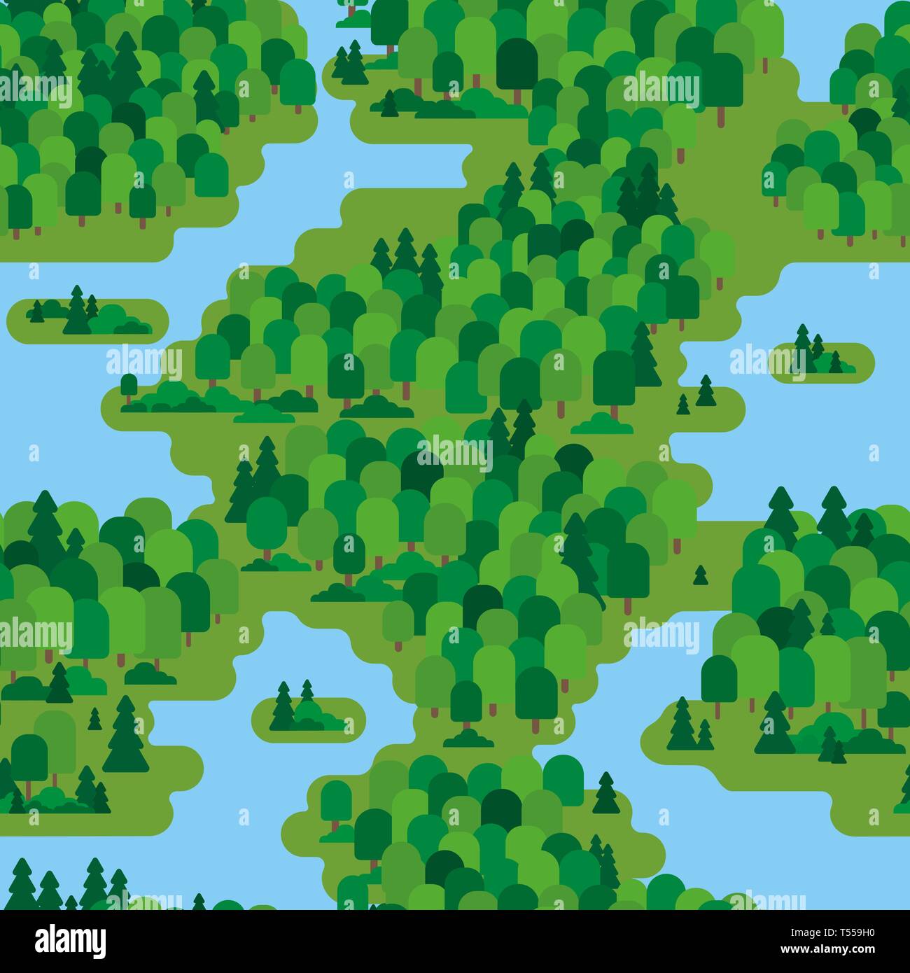 Forest in flat style. Seamless pattern forest, trees, trees, bushes for ...