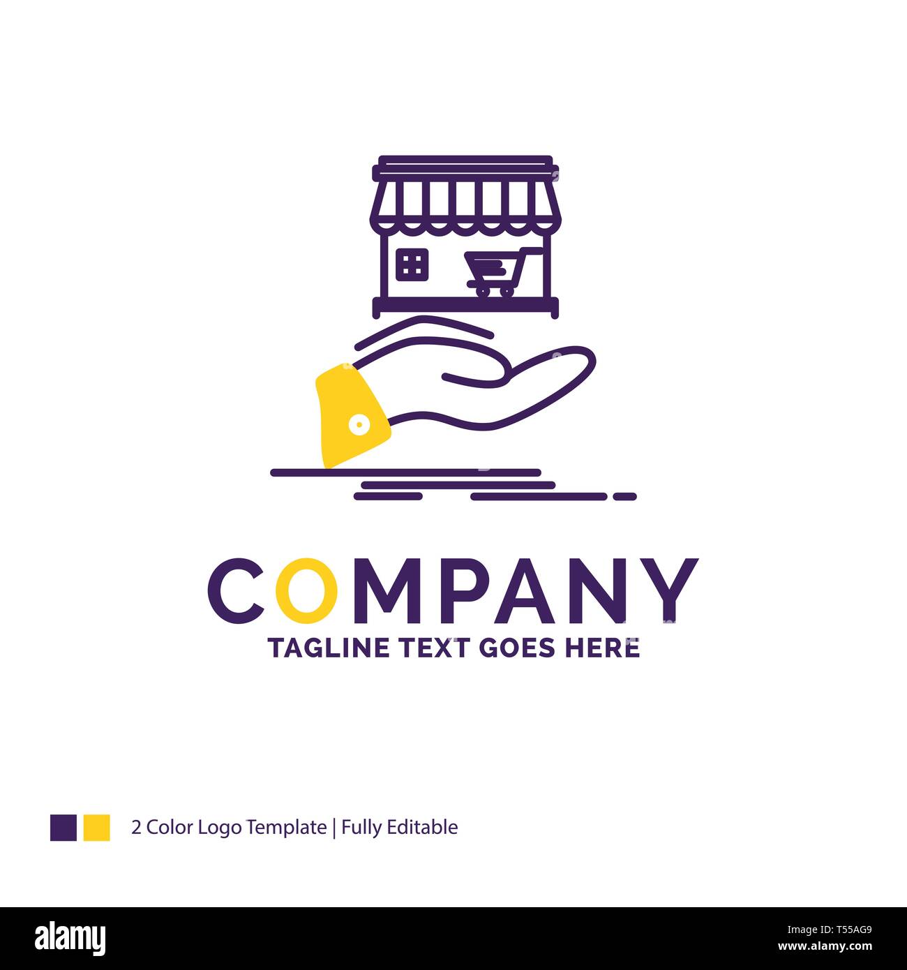 Company Name Logo Design For Shop Donate Shopping Online Hand Purple And Yellow Brand Name Design With Place For Tagline Creative Logo Template Stock Vector Image Art Alamy