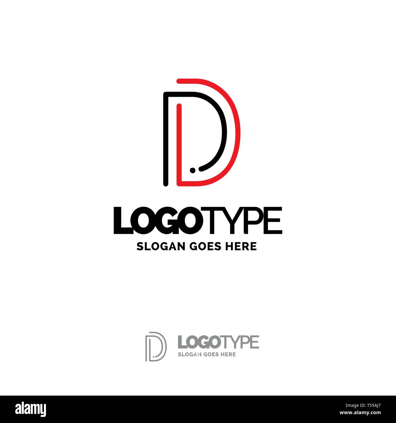 D Logo. Digital Logo template. Black and Red Logo template, Technology