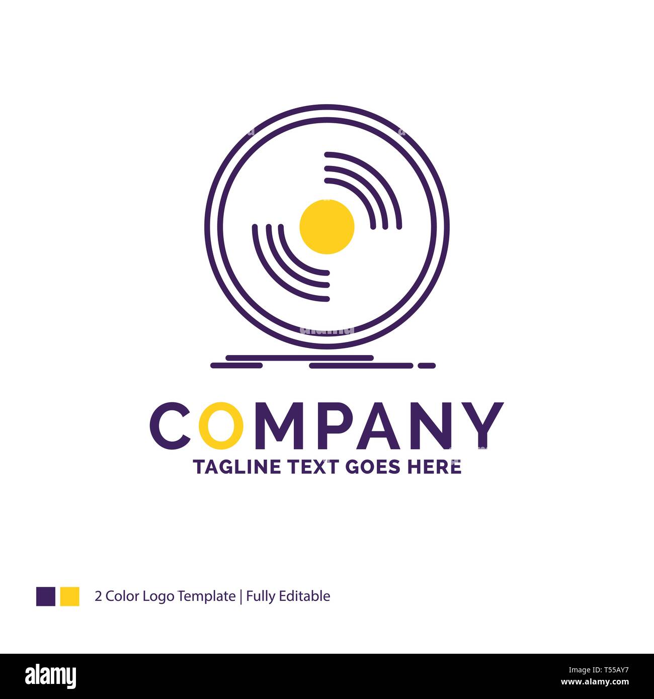 Company Name Logo Design For Disc Dj Phonograph Record Vinyl Purple And Yellow Brand Name Design With Place For Tagline Creative Logo Template F Stock Vector Image Art Alamy