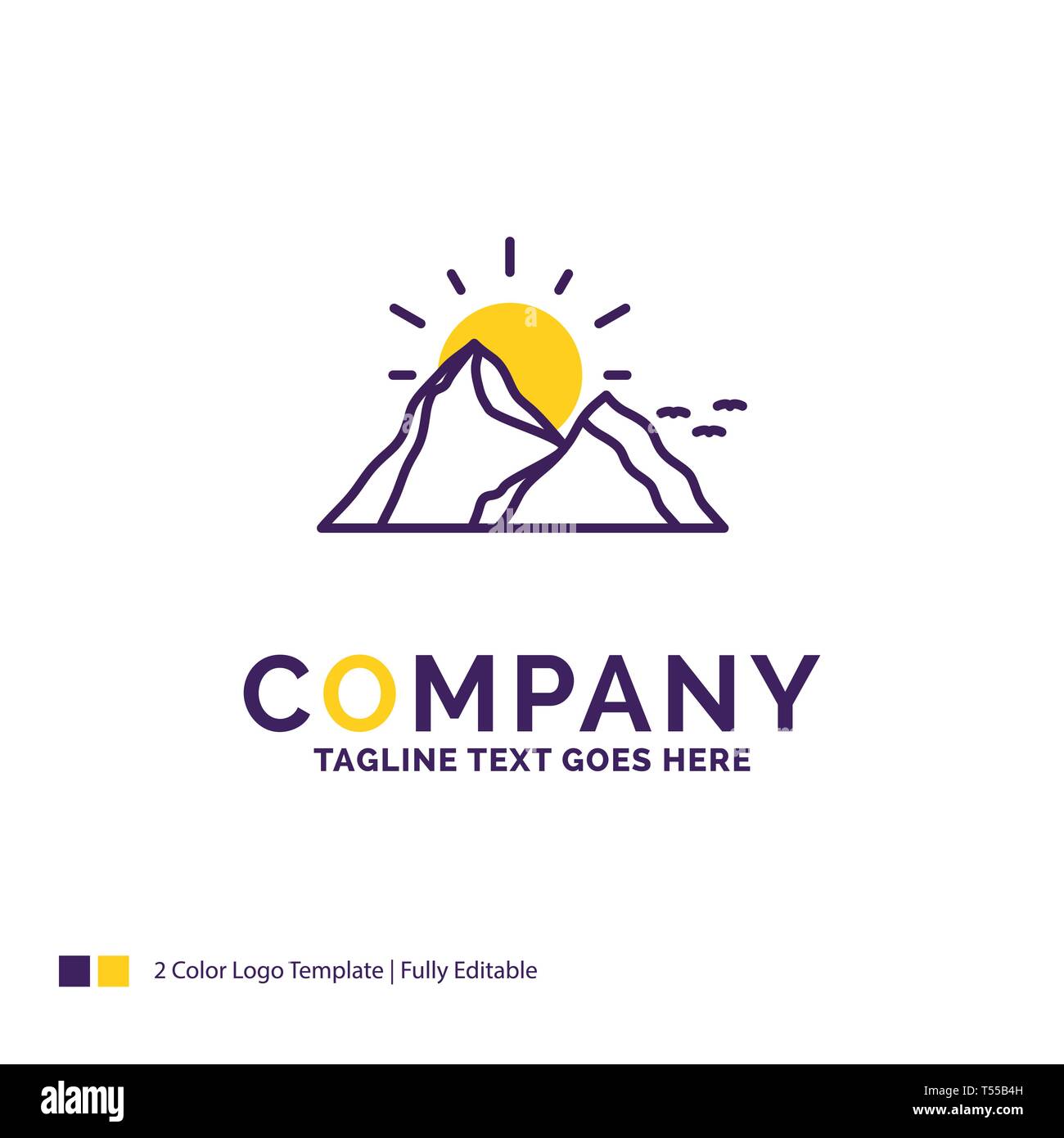 Download Company Name Logo Design For Hill Landscape Nature Mountain Sun Purple And Yellow Brand Name Design With Place For Tagline Creative Logo Templat Stock Vector Image Art Alamy