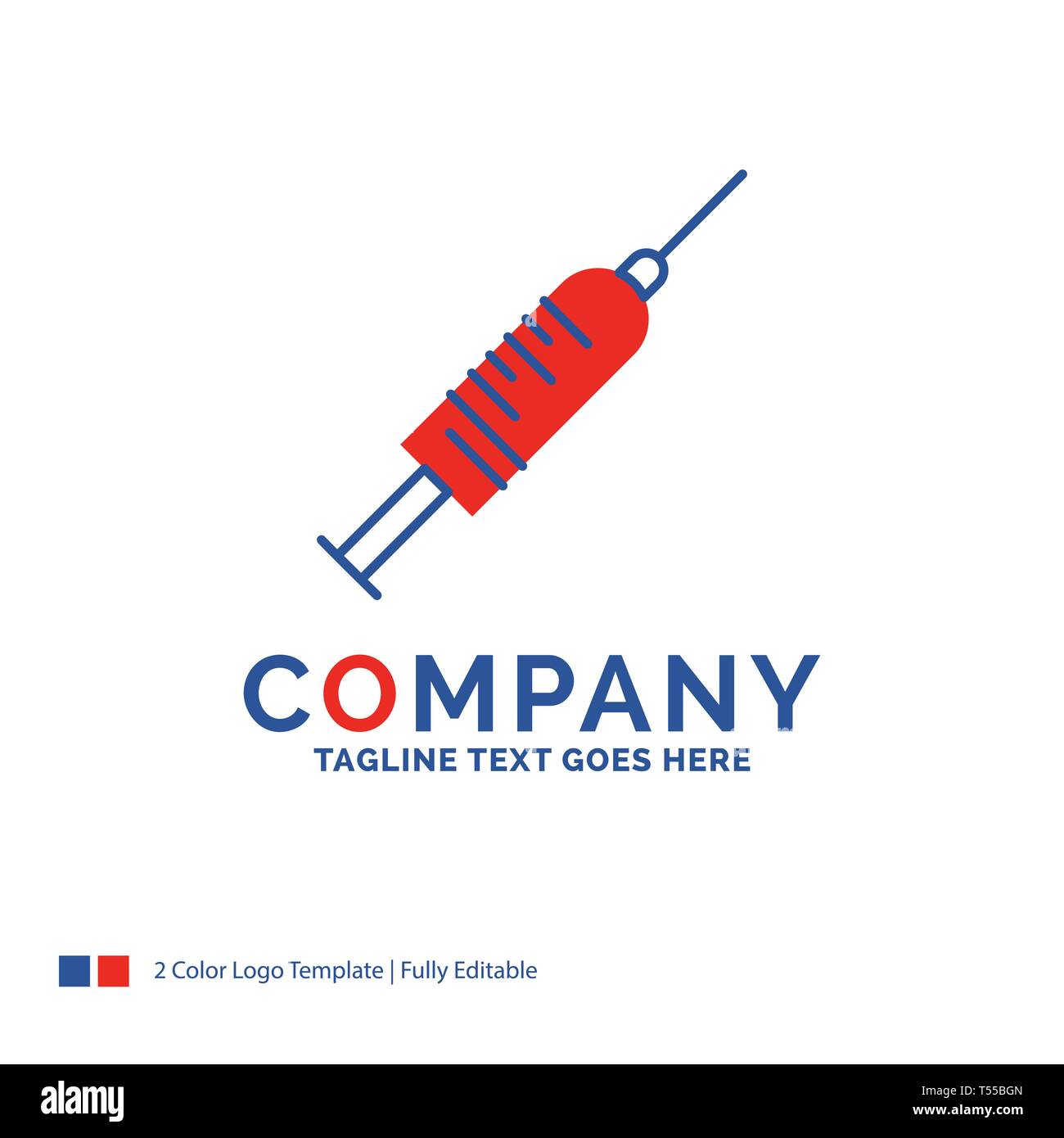 Company Name Logo Design For syringe, injection, vaccine, needle, shot.  Blue and red Brand Name Design with place for Tagline. Abstract Creative  Logo Stock Vector Image & Art - Alamy