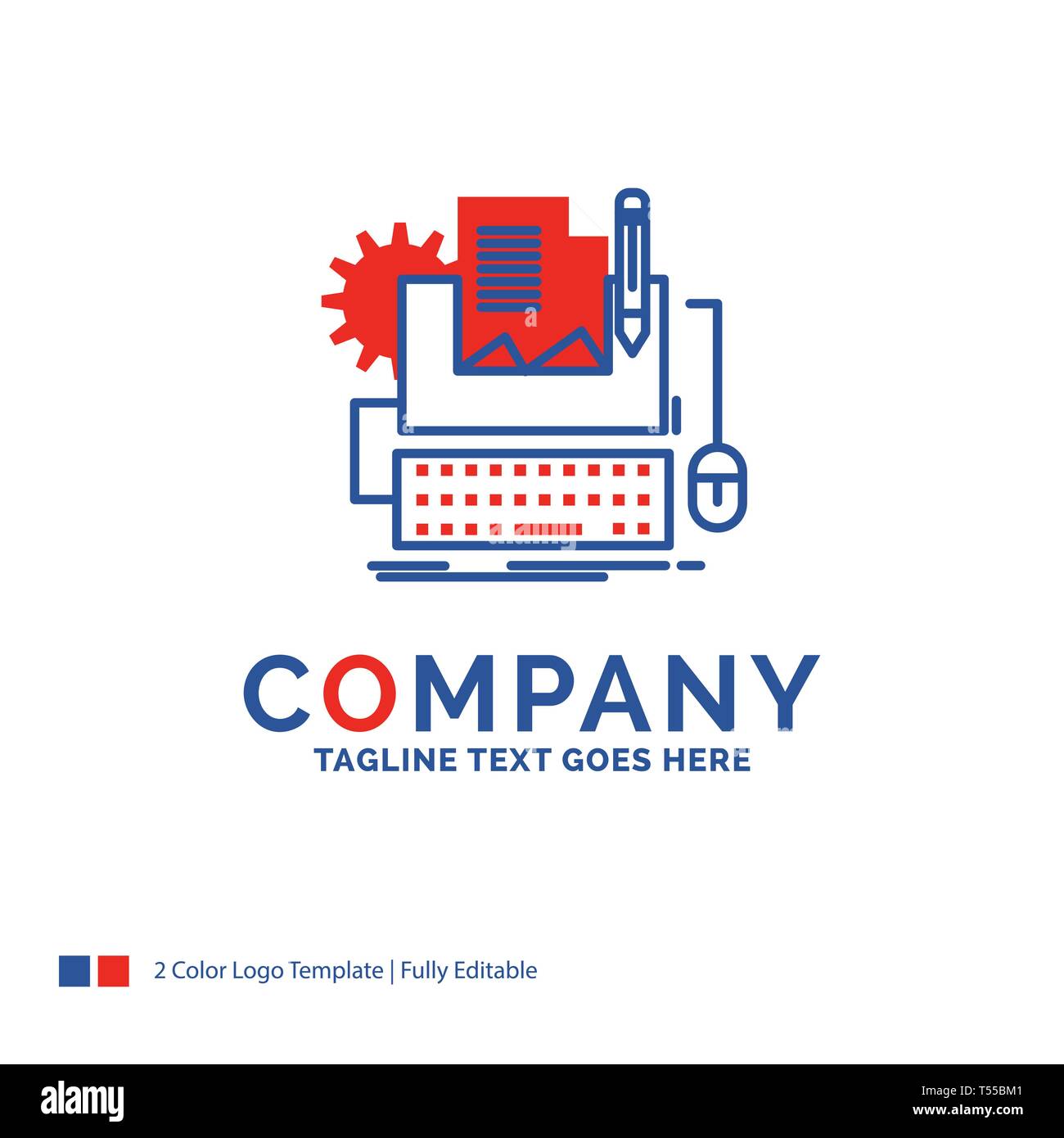 Company Name Logo Design For Type Writer Paper Computer Paper Keyboard Blue And Red Brand Name Design With Place For Tagline Abstract Creative L Stock Vector Image Art Alamy