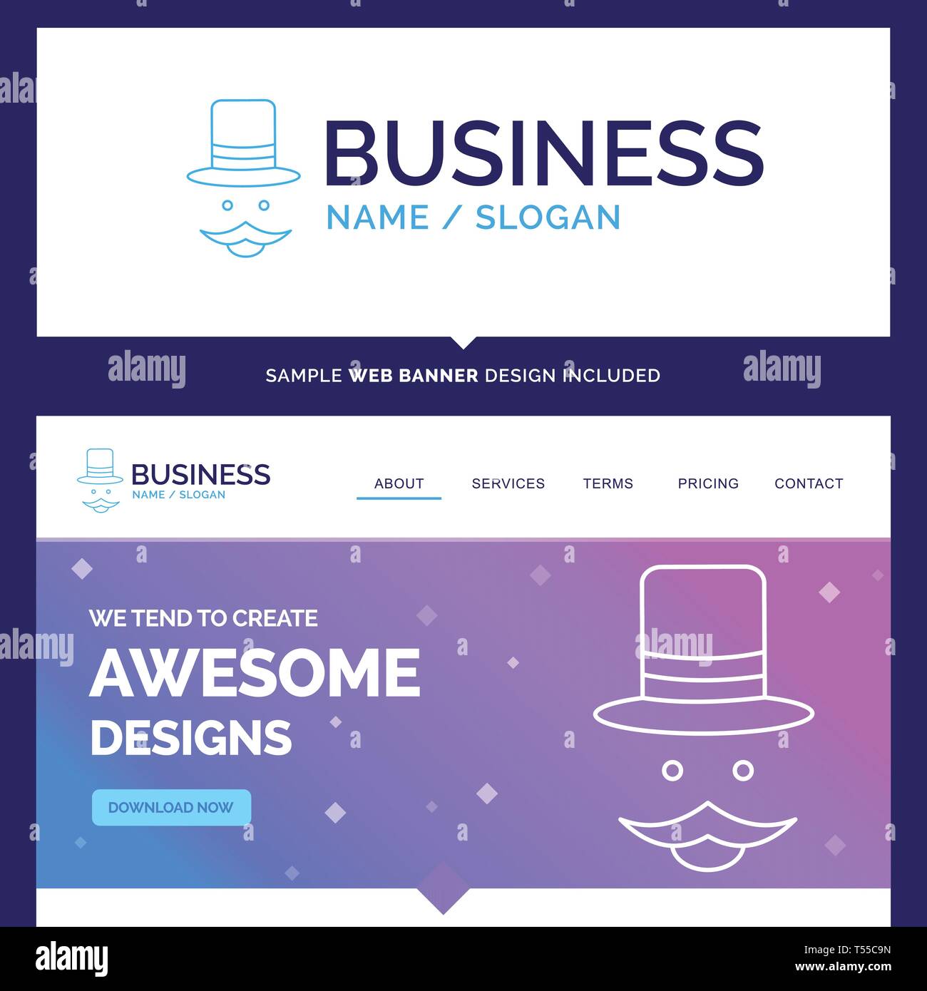 Beautiful Business Concept Brand Name moustache, Hipster, movember, hat