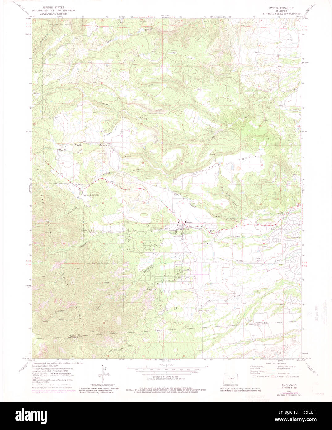 USGS TOPO Map Colorado CO Rye 451170 - Usgs Topo Map Colorado Co Rye 451170 1969 24000 Restoration T55CEH 