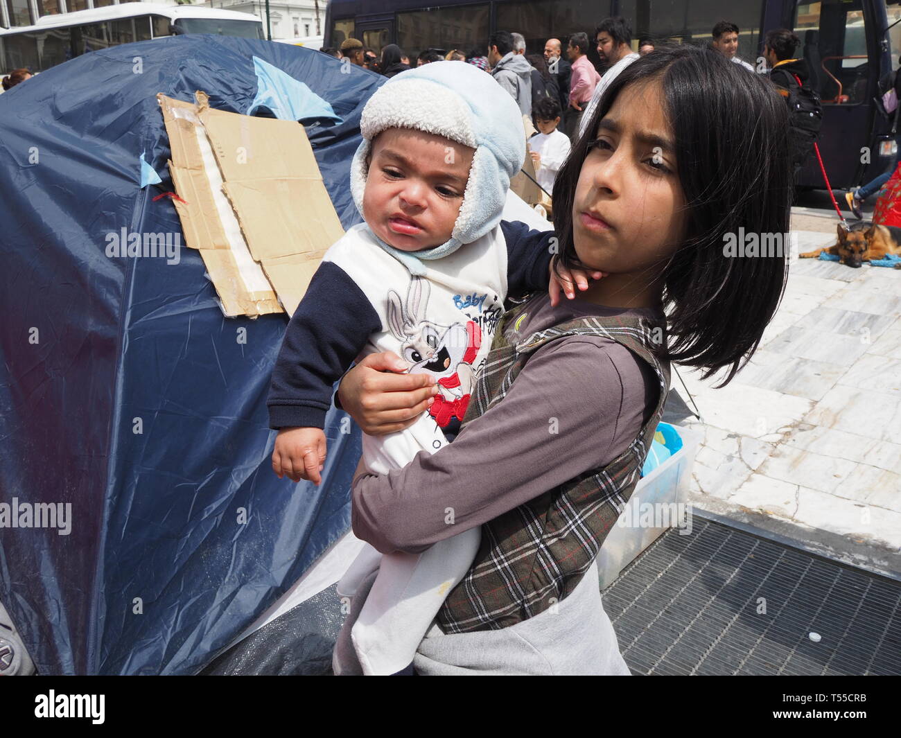 Athens, Greece. 20th Apr, 2019. OLYMPUS DIGITAL CAMERA Young refugees that  are stranded in Greece face a plethora of problems like housing, education  and the threat of racist attacks. Credit: George Panagakis/Pacific