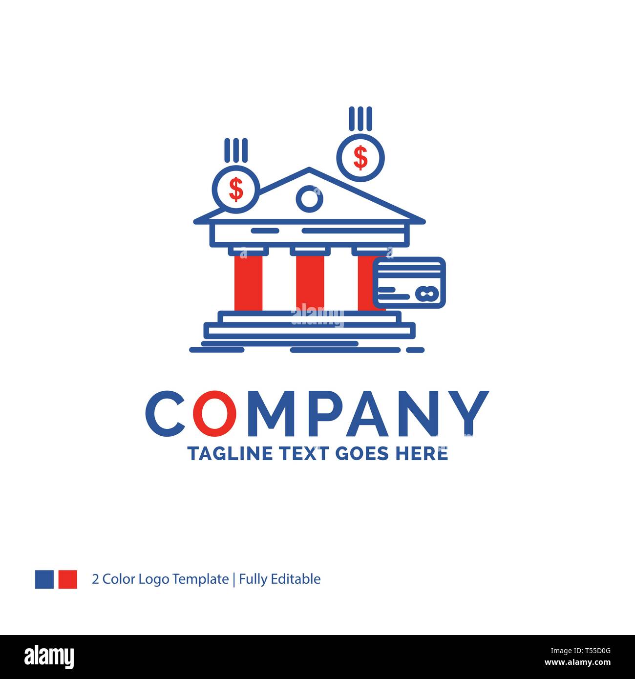 Company Name Logo Design For bank, payments, banking, financial, money.  Blue and red Brand Name Design with place for Tagline. Abstract Creative  Logo Stock Vector Image & Art - Alamy