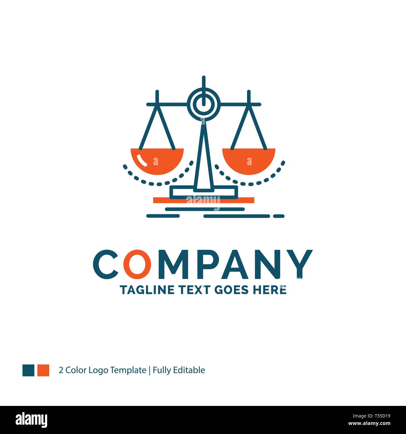 Balance, decision, justice, law, scale Logo Design. Blue and Orange