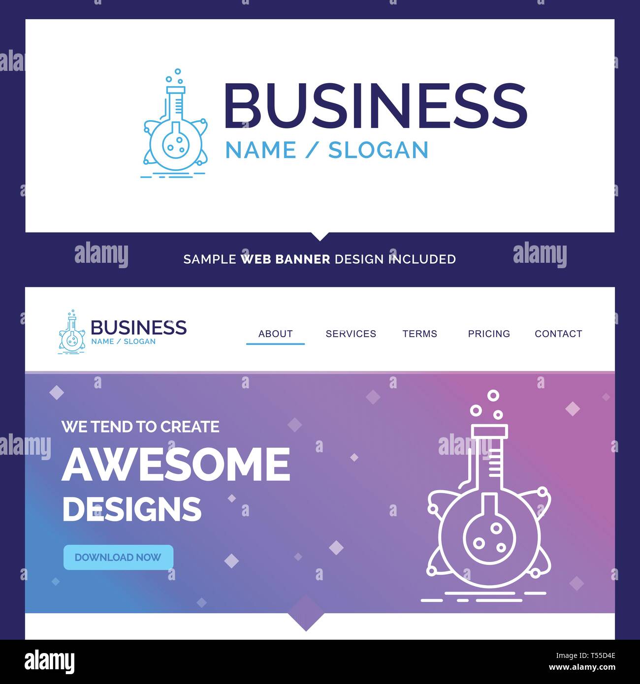 Beautiful Business Concept Brand Name research, laboratory, flask, tube