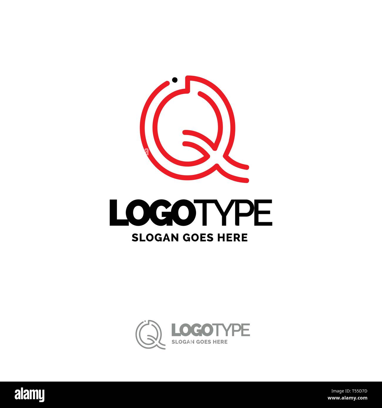 Q Logo. Digital Logo template. Black and Red Logo template, Technology
