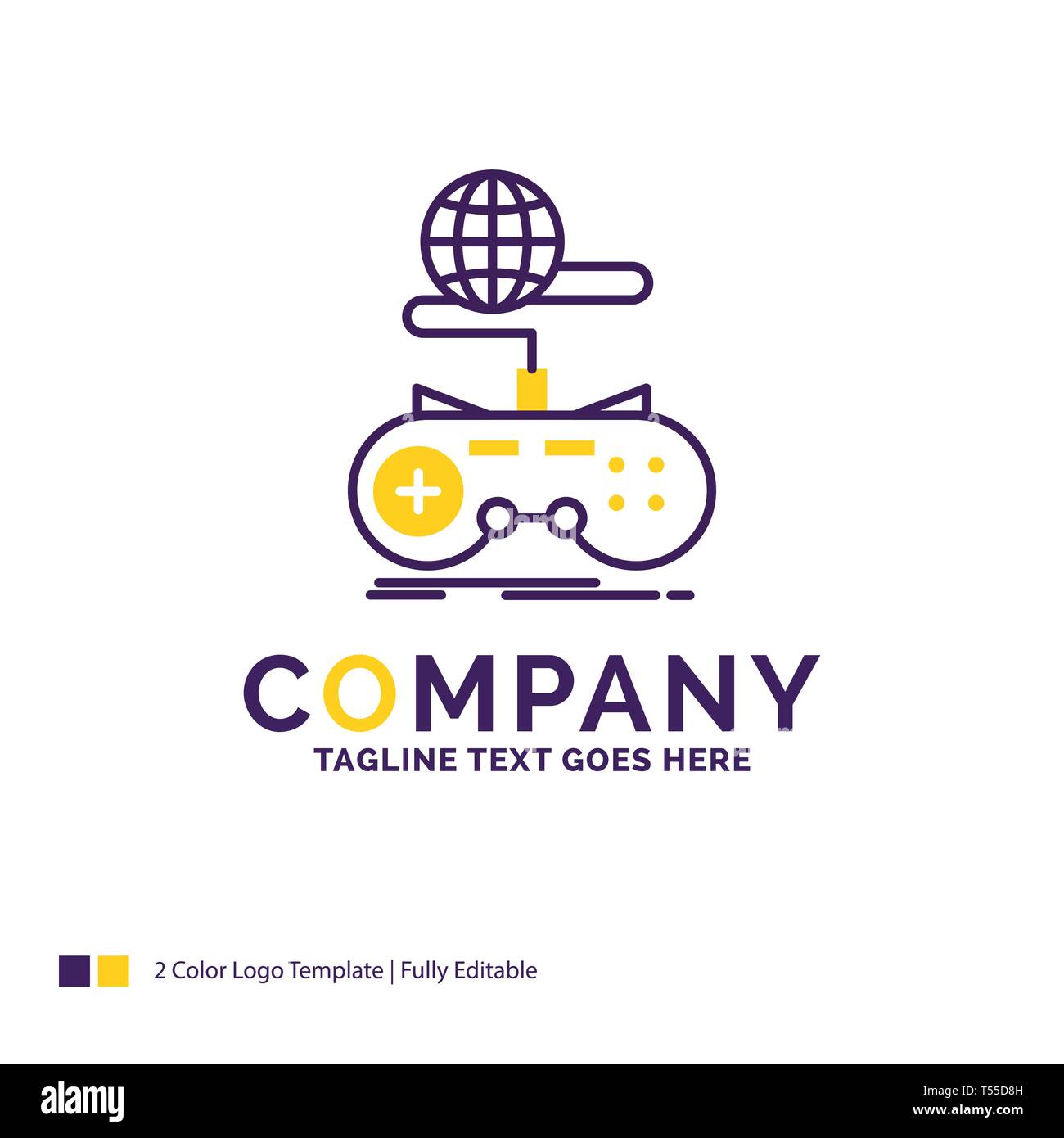 Company Name Logo Design For Game, gaming, internet, multiplayer, online.  Purple and yellow Brand Name Design with place for Tagline. Creative Logo  te Stock Vector Image & Art - Alamy