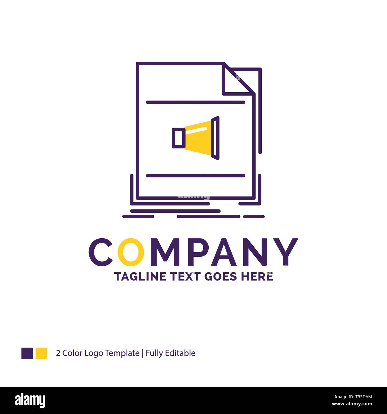 Company Name Logo Design For Audio File Format Music Sound Purple And Yellow Brand Name Design With Place For Tagline Creative Logo Template For Stock Vector Image Art Alamy