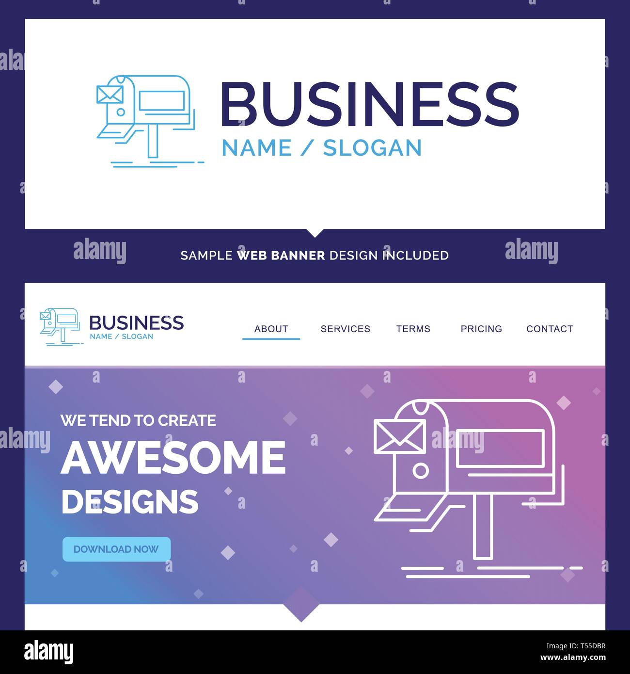 Beautiful Business Concept Brand Name Campaigns Email Marketing Newsletter Mail Logo Design And Pink And Blue Background Website Header Design Tem Stock Vector Image Art Alamy