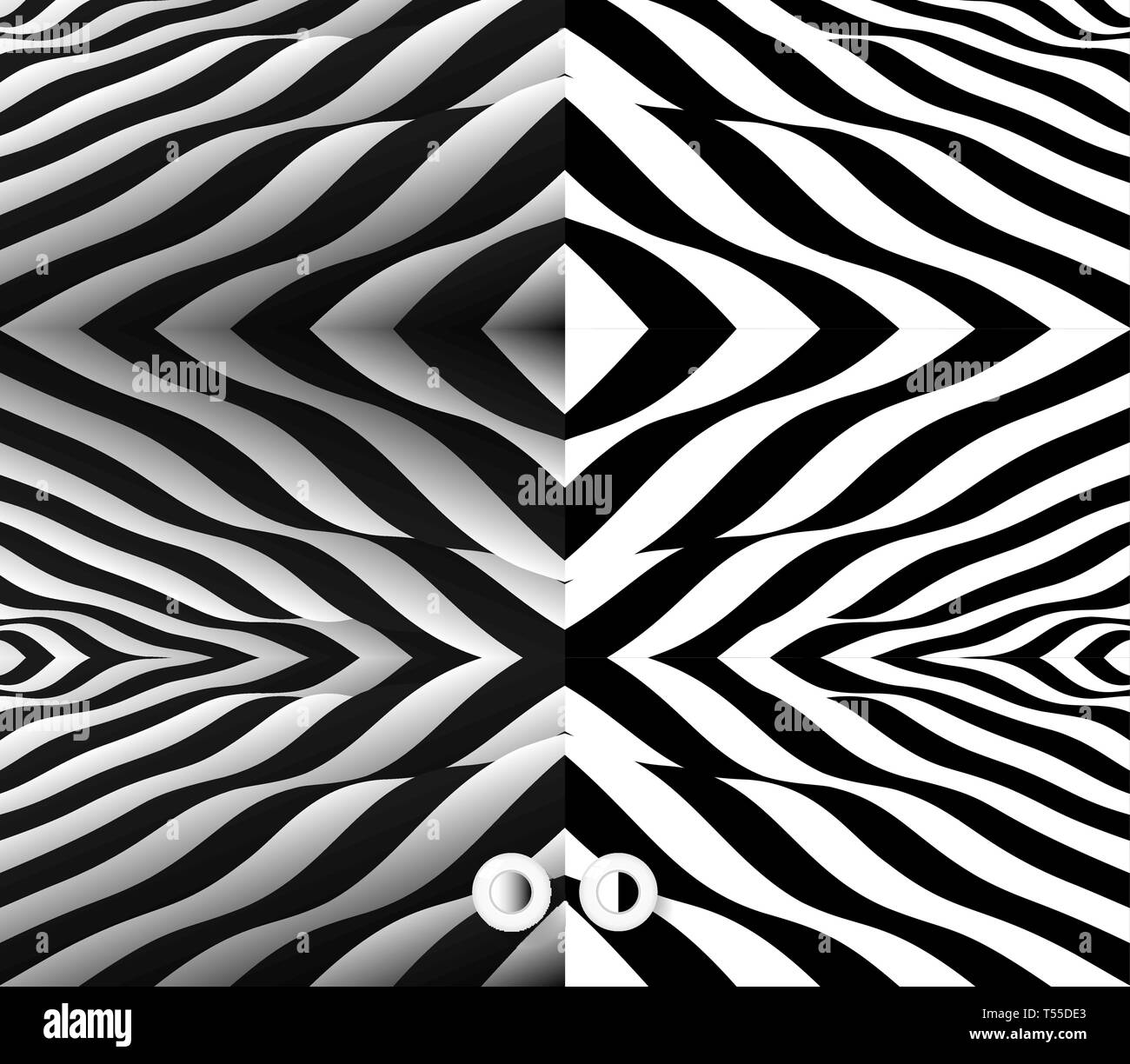 Pattern with optical illusion. Black and white background. Vector ...