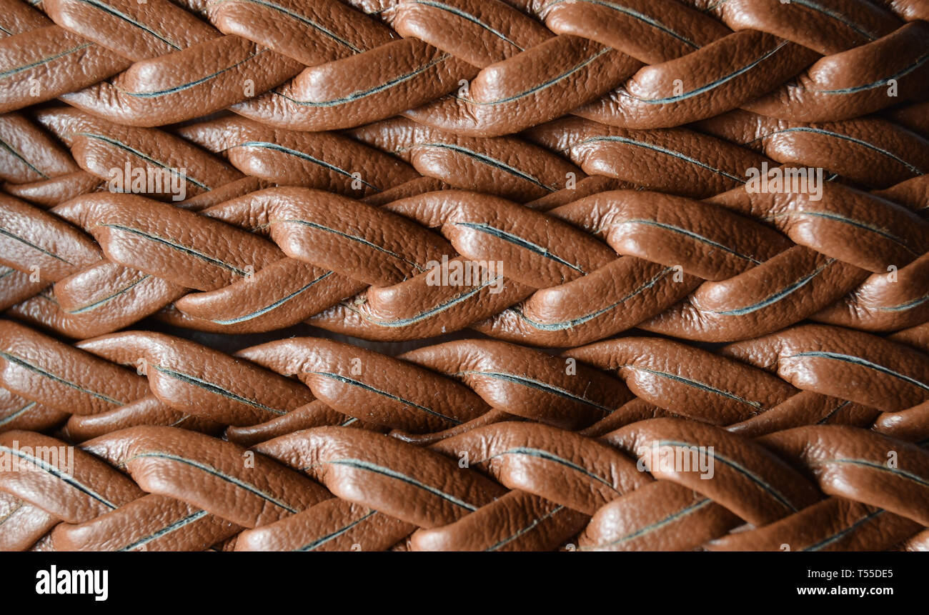 Background of a woven leather strap close-up Stock Photo - Alamy