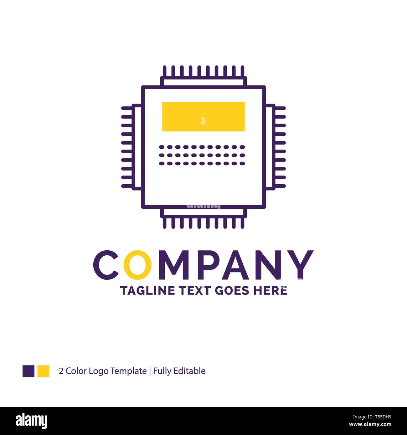 Botanist geld Nieuwheid Company Name Logo Design For Processor, Hardware, Computer, PC, Technology.  Purple and yellow Brand Name Design with place for Tagline. Creative Logo  Stock Vector Image & Art - Alamy