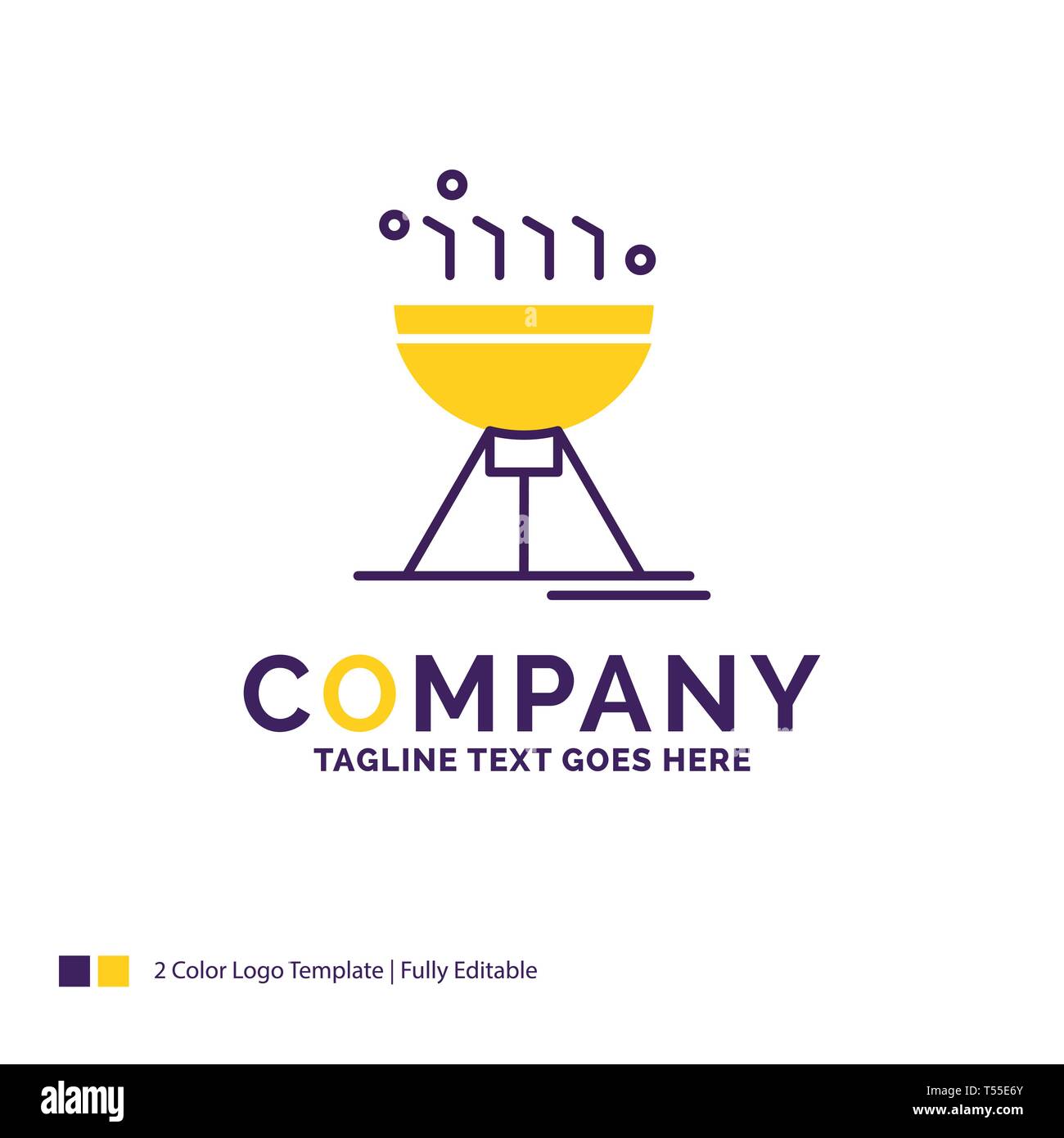 Company Name Logo Design For Cooking q Camping Food Grill Purple And Yellow Brand Name Design With Place For line Creative Logo Template For Stock Vector Image Art Alamy