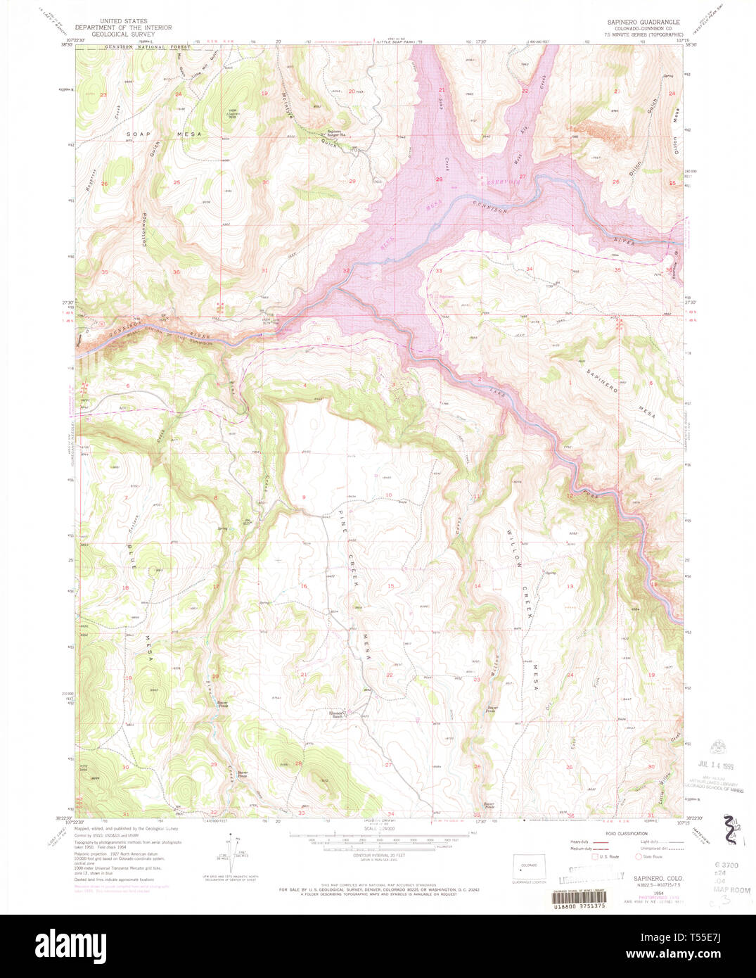 USGS TOPO Map Colorado CO Sapinero - Usgs Topo Map Colorado Co Sapinero 451136 1954 24000 Restoration T55E7J 