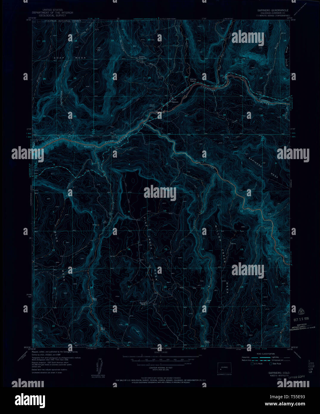 USGS TOPO Map Colorado CO Sapinero - Usgs Topo Map Colorado Co Sapinero 451141 1954 24000 Inverted Restoration T55E93 