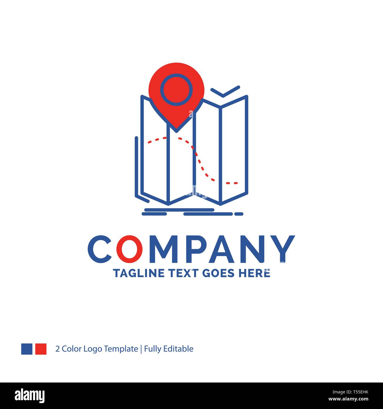 Company Name Logo Design For gps, location, map, navigation, route. Blue  and red Brand Name Design with place for Tagline. Abstract Creative Logo  temp Stock Vector Image & Art - Alamy