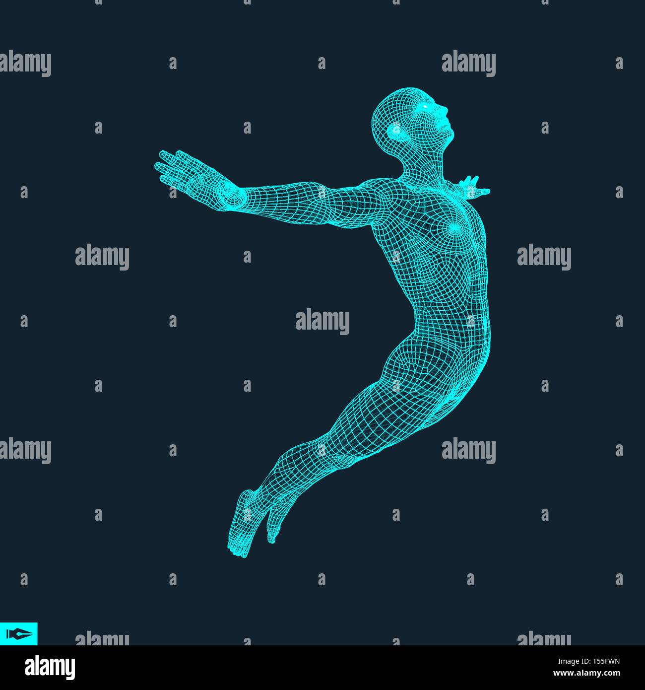 Business, Freedom or Happiness Concept. 3D Model of Man. Human Body