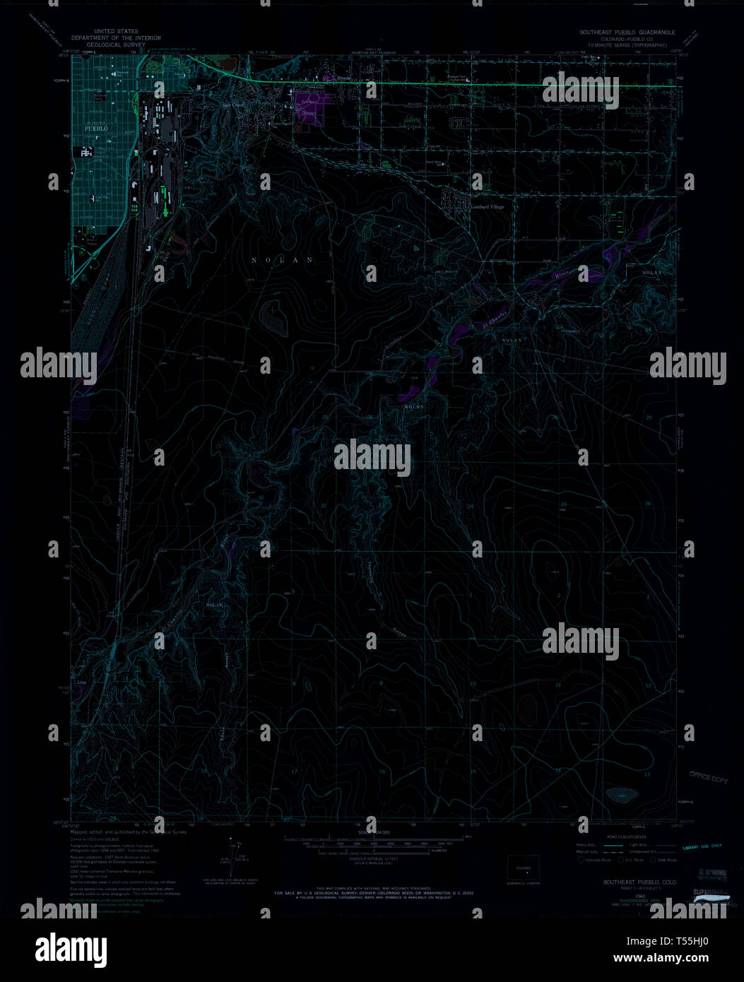 USGS TOPO Map Colorado CO Southeast Pueblo 402213 1960 24000 Inverted