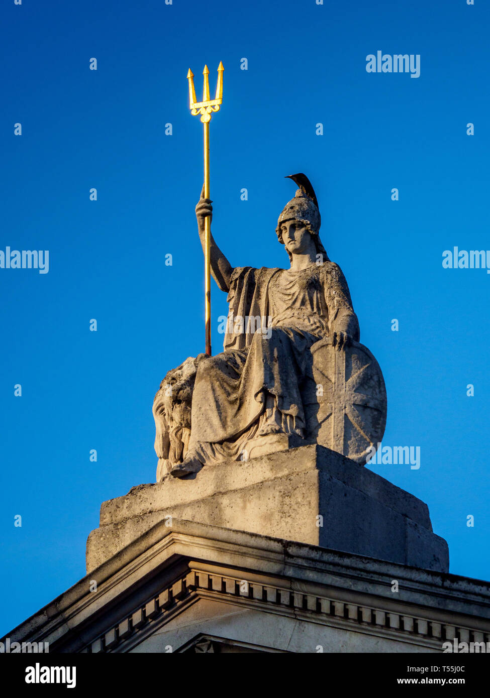 Statue of Britannia on the roof of Somerset House in Central London Stock Photo