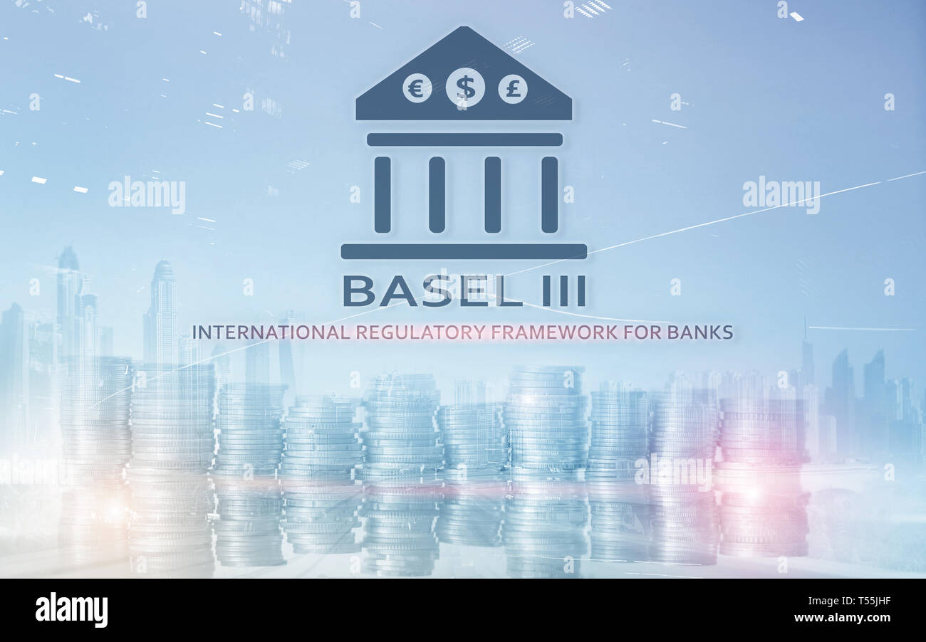 Basel 3. International Regulatory Framework for Banks. Financial banking regulation. Stock Photo