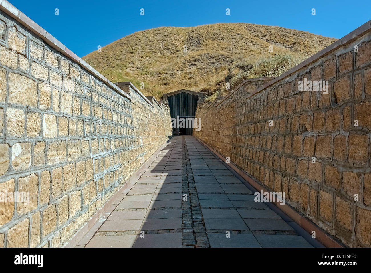 Tumulus of Midas or Tomb of Midas, King of Phrygia, near the ancient city of Gordion at Yassıhuyuk village in the district of Polatlı southwest of Ank Stock Photo