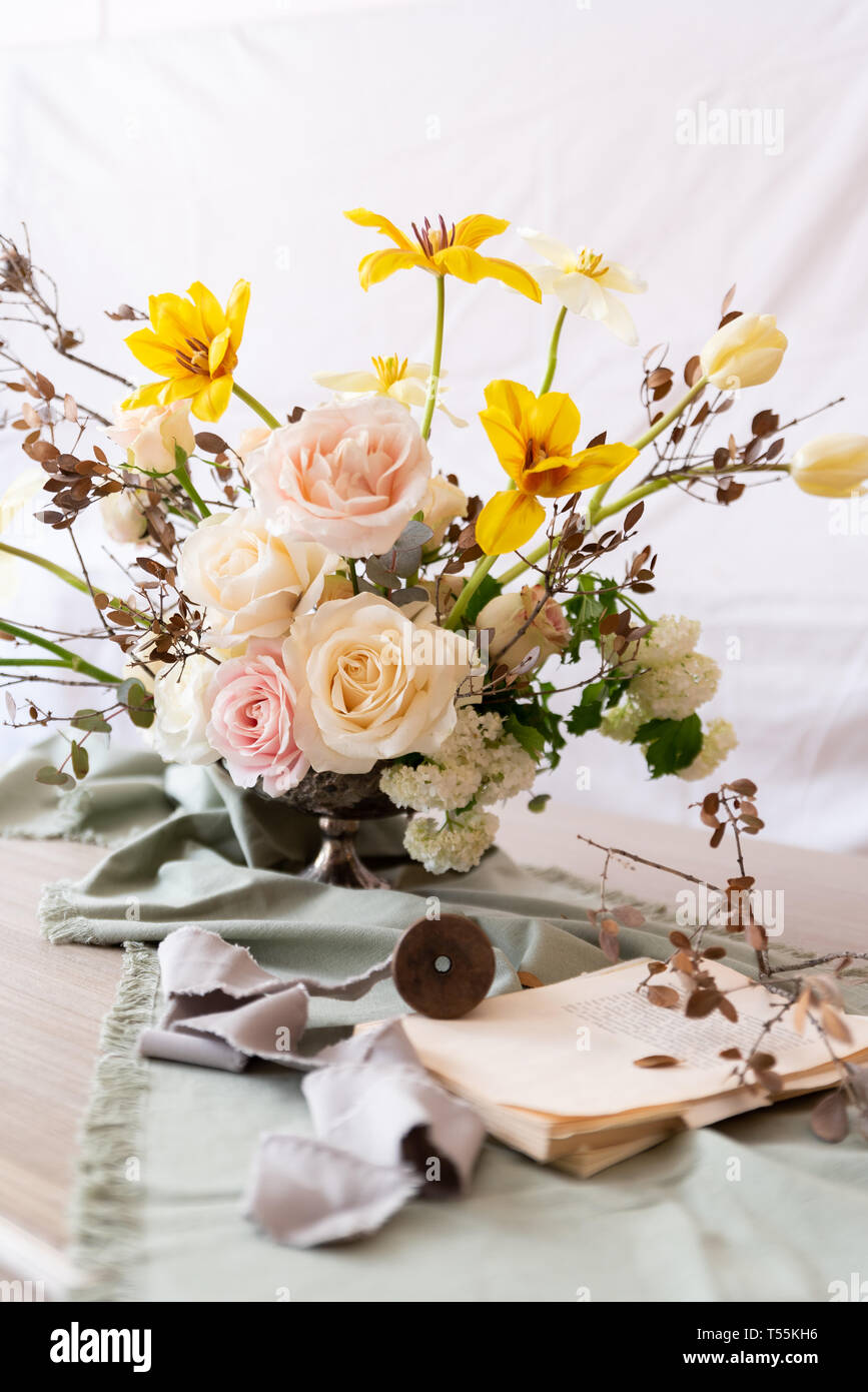 Still life with a beautiful bouquet of flowers Stock Photo - Alamy