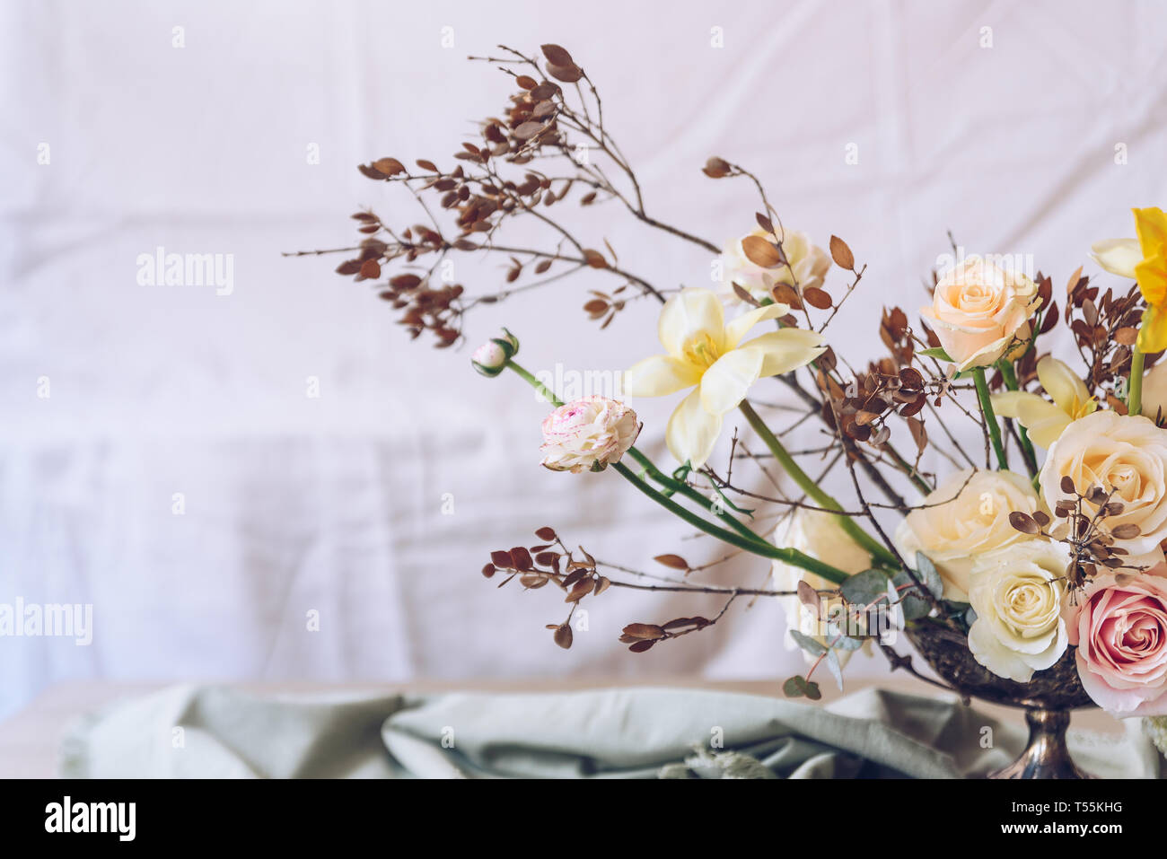 Still life with a beautiful bouquet of flowers Stock Photo - Alamy