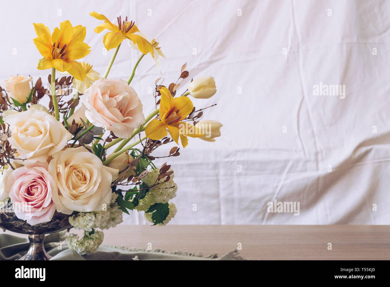 Still life with a beautiful bouquet of flowers Stock Photo - Alamy
