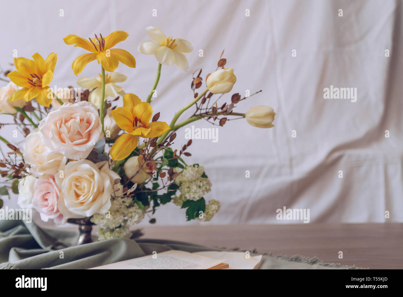 Still life with a beautiful bouquet of flowers Stock Photo - Alamy