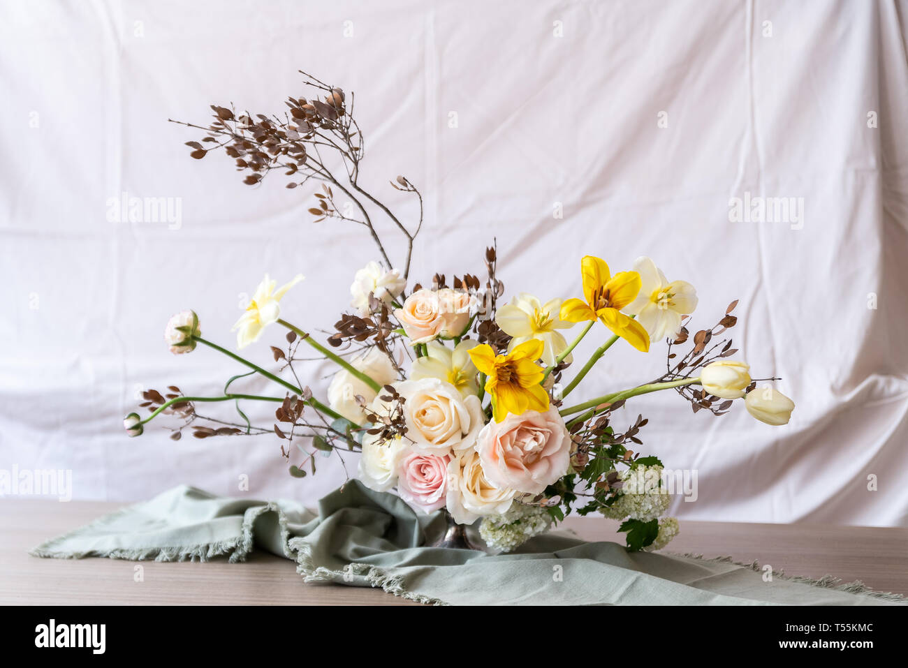 Still life with a beautiful bouquet of flowers Stock Photo - Alamy