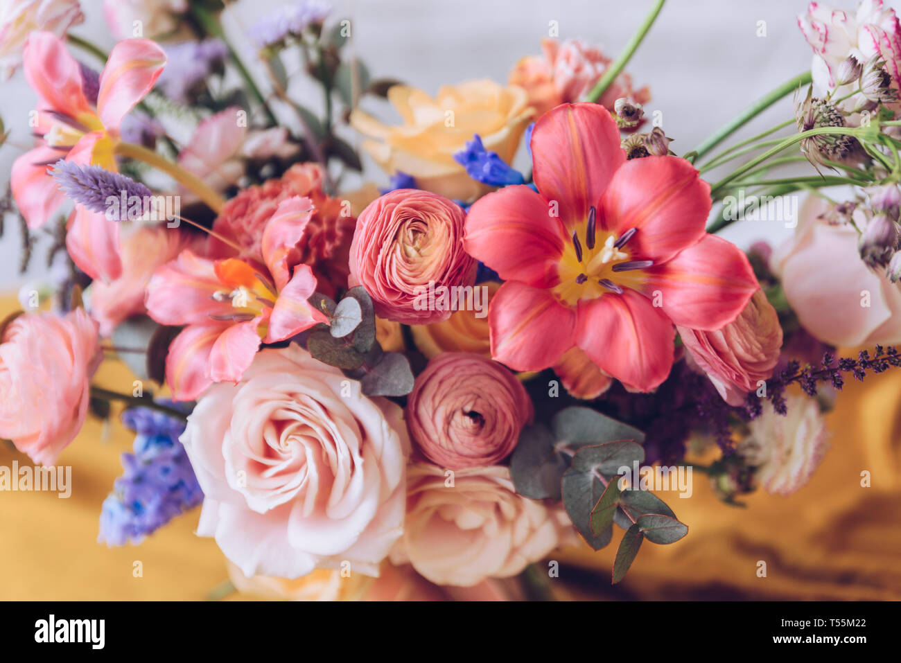Still life with a beautiful bouquet of flowers Stock Photo - Alamy