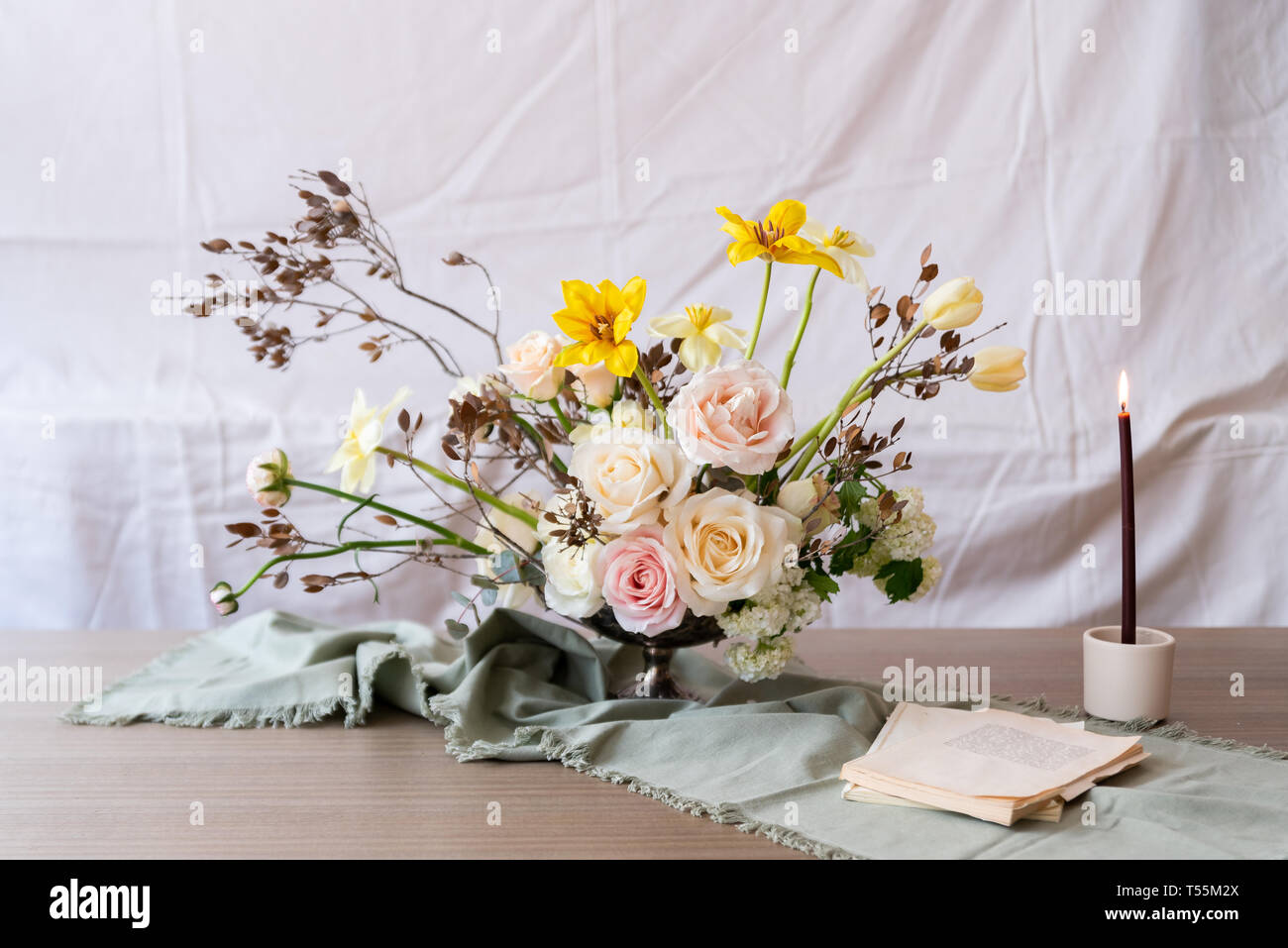 Still life with a beautiful bouquet of flowers Stock Photo - Alamy
