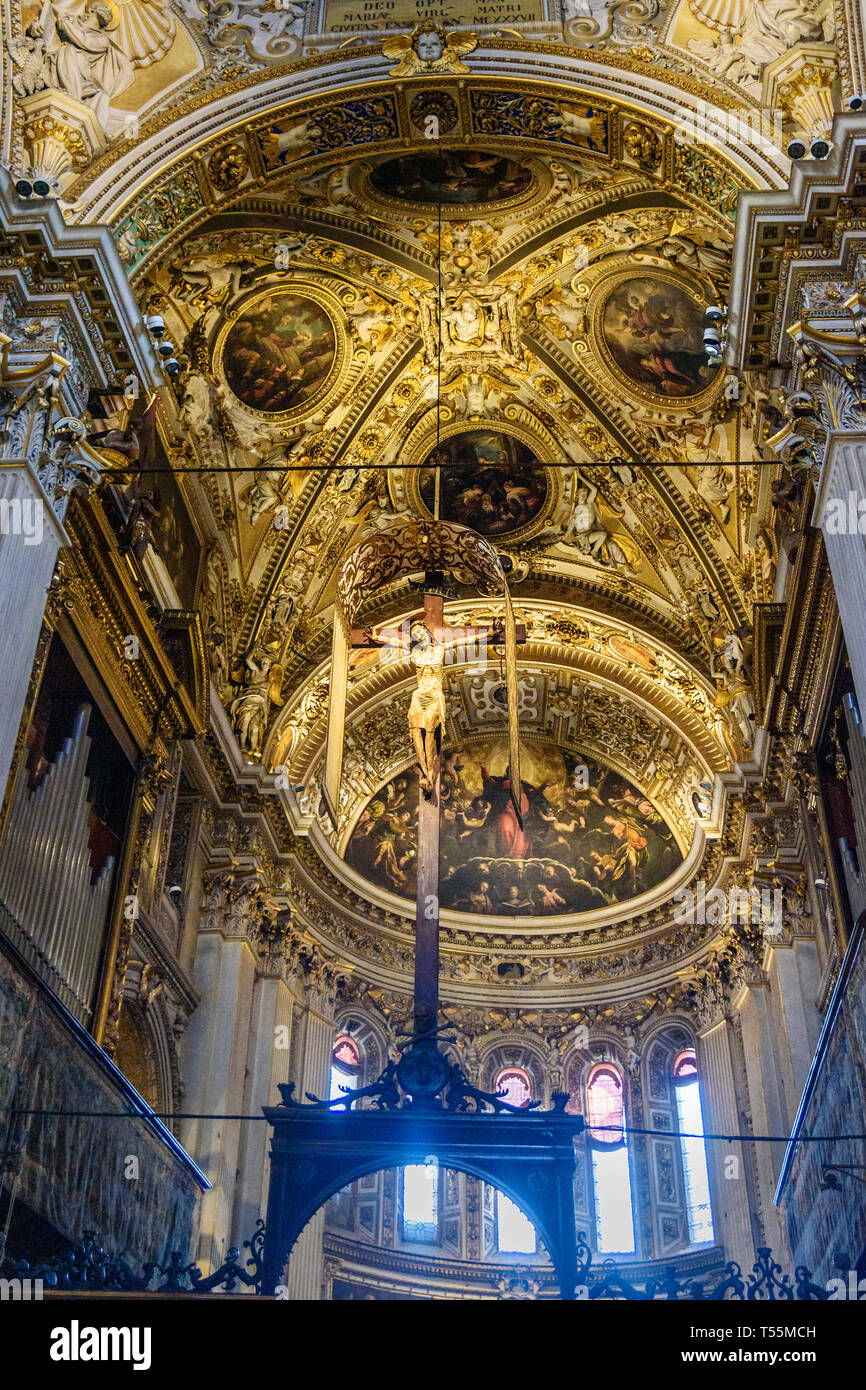 Bergamo, Italy - October 18, 2018: Interior of Basilica of Santa Maria Maggiore Stock Photo