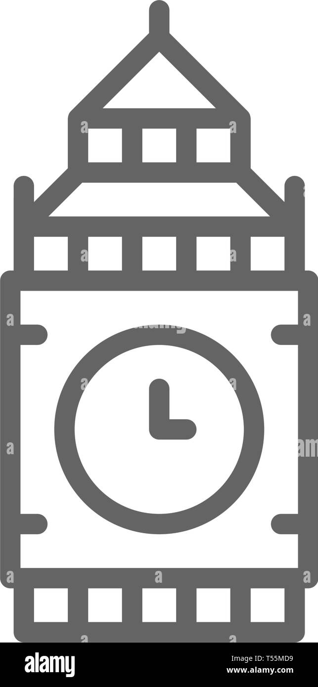 Big Ben, United Kingdom, landmark line icon. Stock Vector