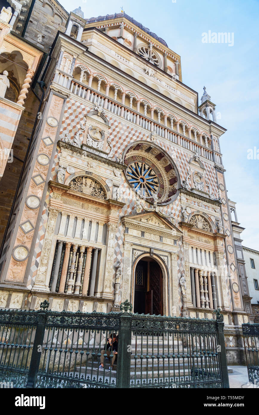 Bergamo, Italy - October 18, 2018: Facade of Cappella Colleoni in Bergamo. Italy Stock Photo