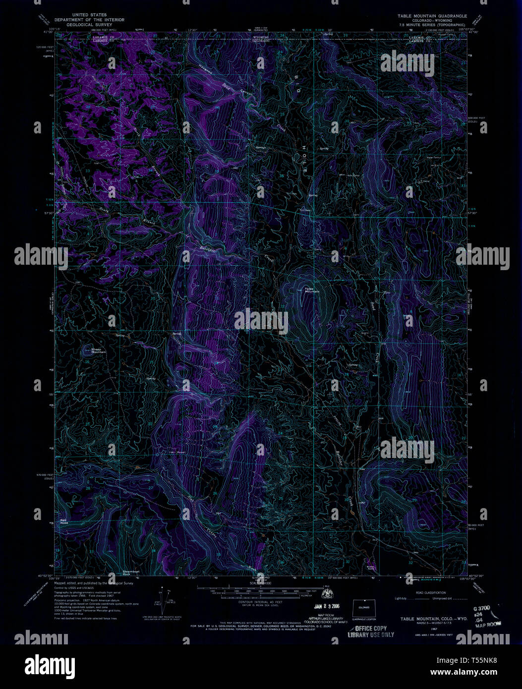 USGS TOPO Map Colorado CO Table - Usgs Topo Map Colorado Co Table Mountain 402128 1967 24000 Inverted Restoration T55NK8 