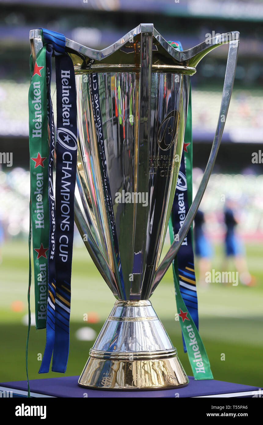 The Champions Cup Trophy At The European Champions Cup Semi Final Match At The Aviva Stadium Dublin Stock Photo Alamy