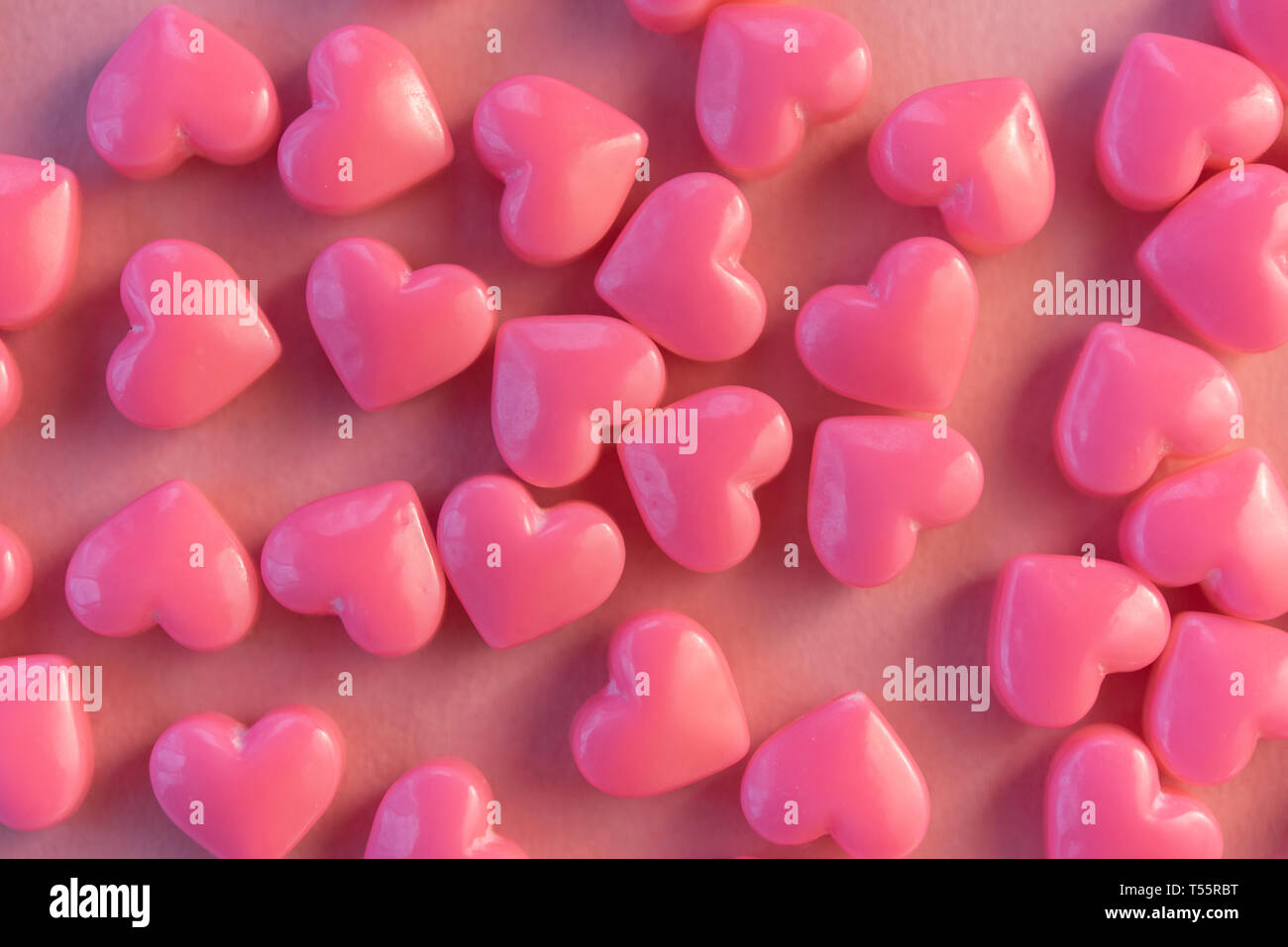 Pink heart shaped candy Stock Photo