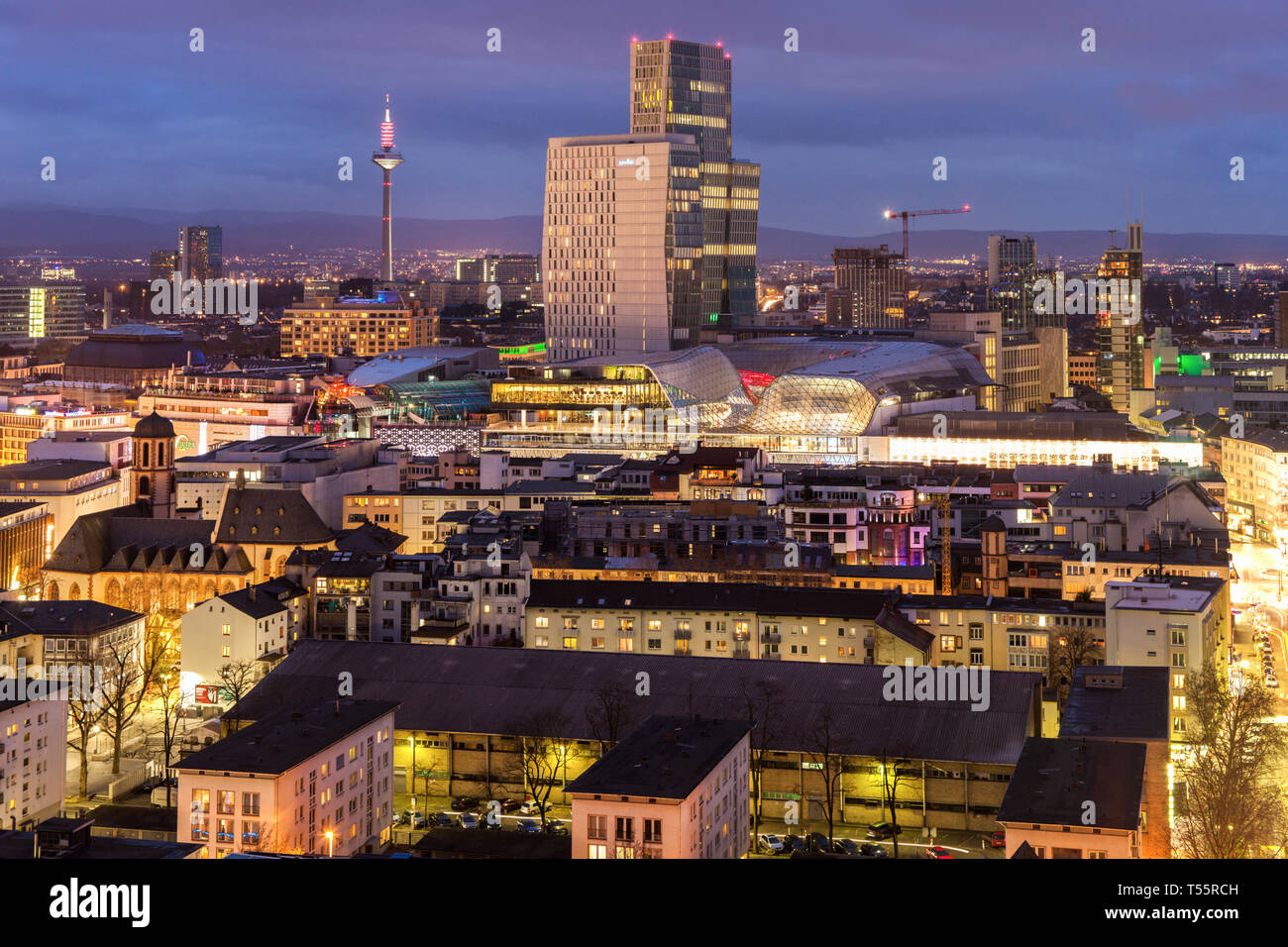 Cityscape at sunset in Frankfurt, Germany Stock Photo