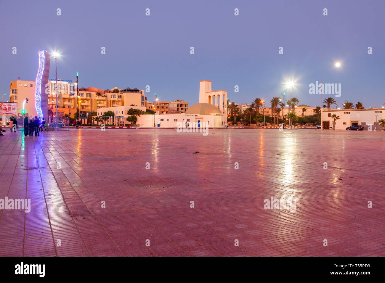 Town square at sunset in Dakhla, Morocco Stock Photo Alamy